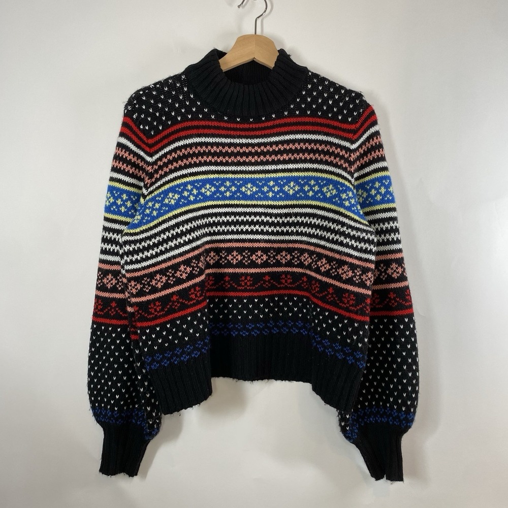American Eagle Women's Fair Isle Nordic Sweater Size L Ski Lodge Cabincore Cozy